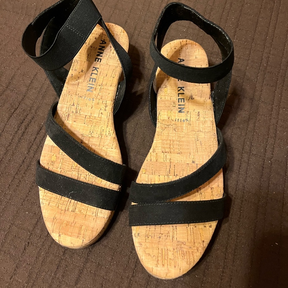 Ann Klein Strappy Ayla wedge cork sandals